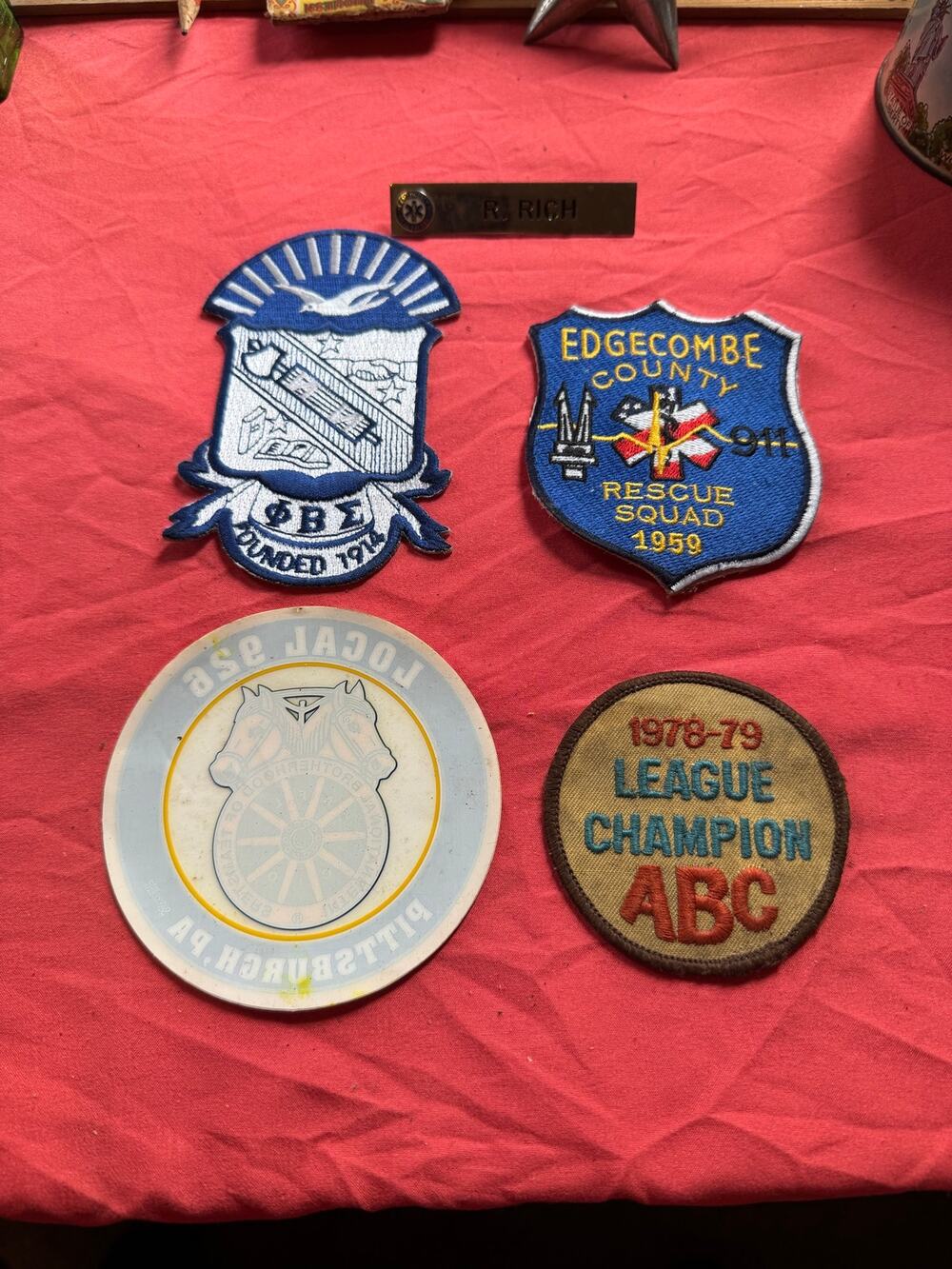 Vintage Estate Lot: Phi Beta Sigma Patch, Edgecombe EMS, Union Decal,ABC Bowling